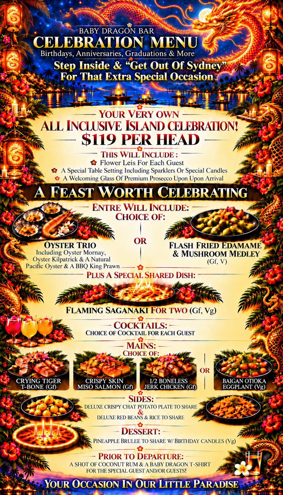 Celebration Menu – $119 Per Head flyer